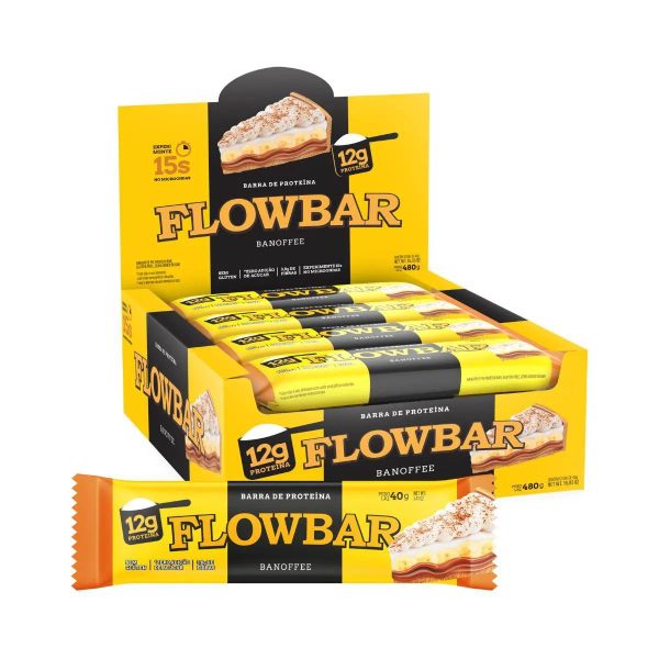 Barra de Proteína Banoffee Flowbar 480g com 12un de 40g